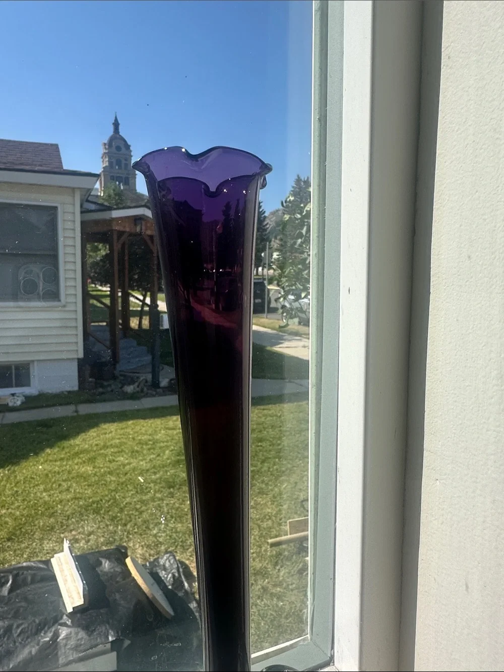 Vintage MCM Amethyst Art Vase - 12”